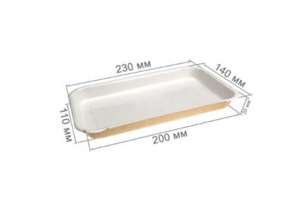Лоток прямоугольный ECO PLATTER картон ламин. 400 мл 200х110х20 мм крафт 300 шт/кор.