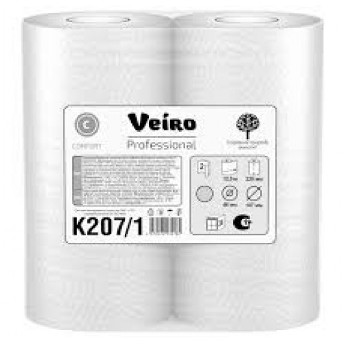 Полотенце рулон бумага «Veiro Professional Comfort» K 207 2 сл.  белые, 50
