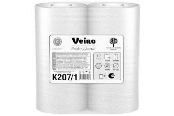 Полотенце рулон бумага «Veiro Professional Comfort» K 207 2 сл.  белые, 50
