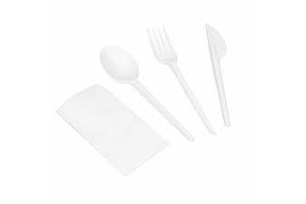 Набор №4 вилка, ст.ложка, нож, салф.  250шт/кор БЕЛАЯ